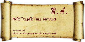 Mátyásy Arvid névjegykártya